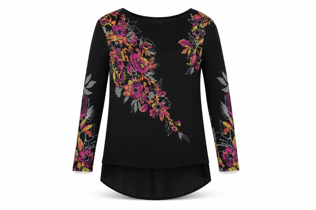 Front view of Marks & Spencer Women's Floral Black Blouse, size 10