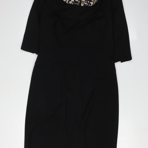 Donna Ricco Women's Black Sheath Dress Size 10 Cowl Neck