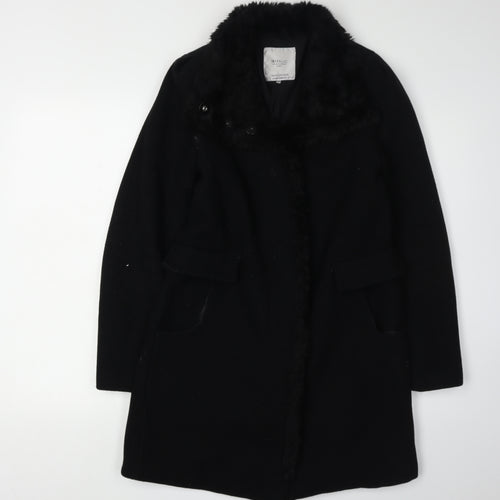 Zara Women's Black Fur Trim Coat Size S