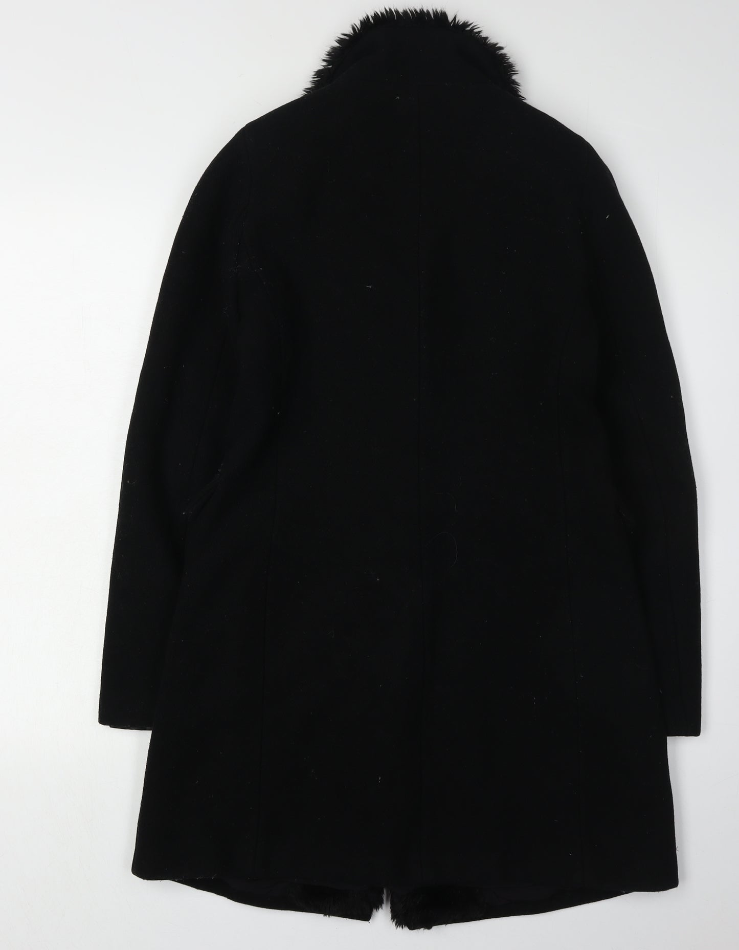 Zara Women's Black Fur Trim Coat Size S