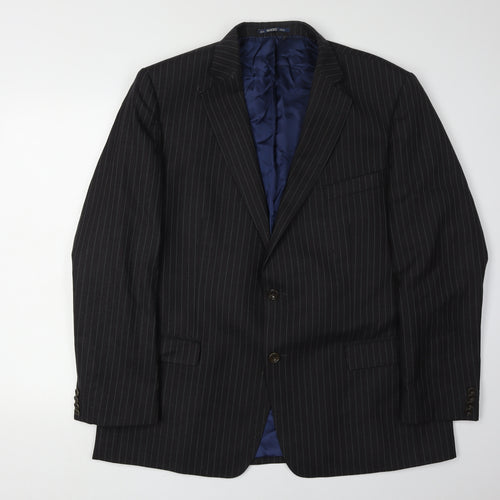 Magee Men's Black Pinstripe Blazer 46 Regular Wool