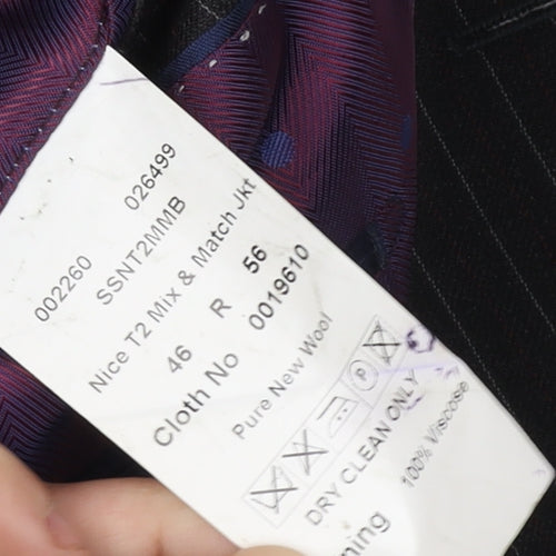 Magee Men's Black Pinstripe Blazer 46 Regular Wool