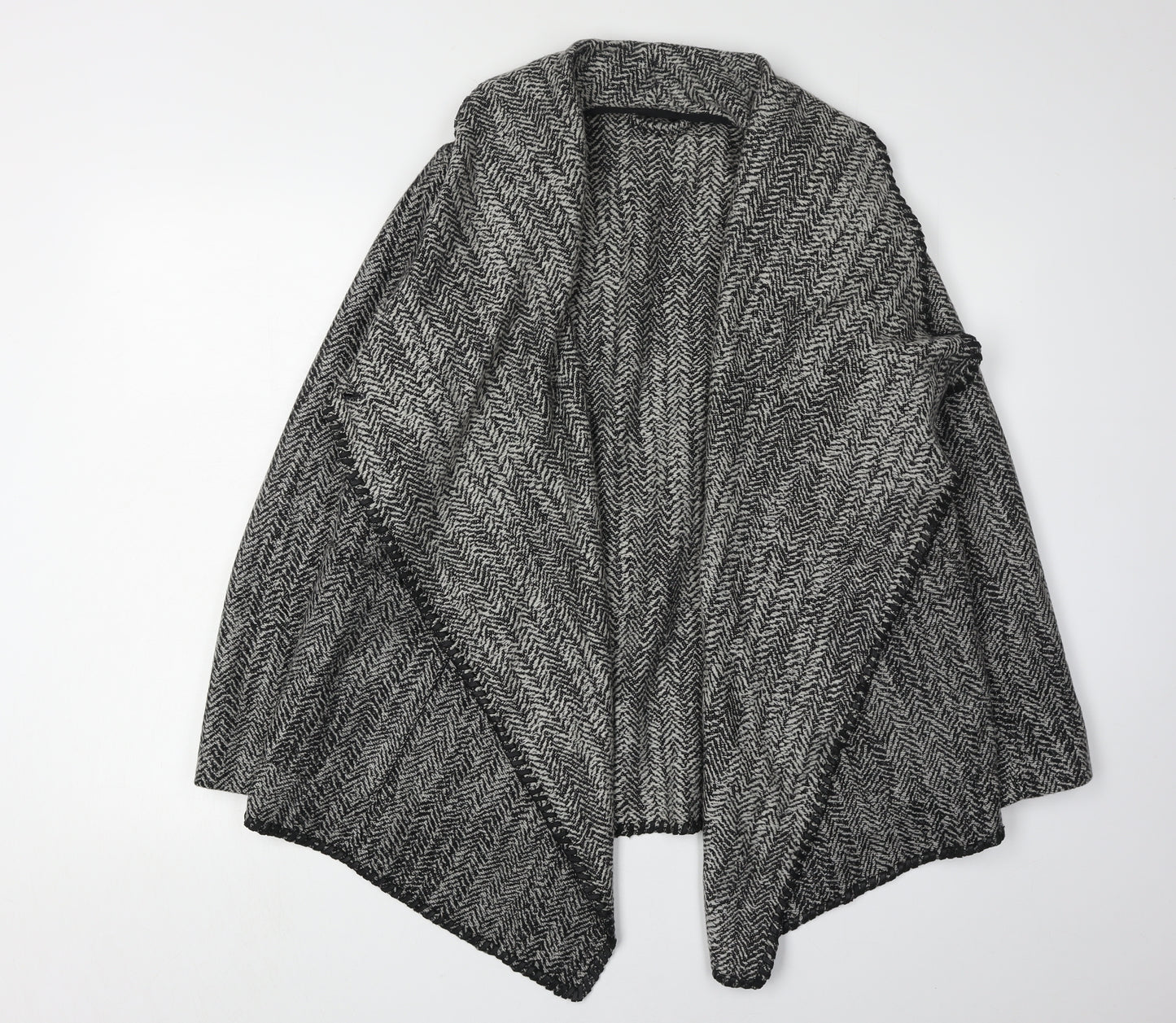 AllSaints Women's Grey Knitted Cape, Size 6, Elegant Winter Wear