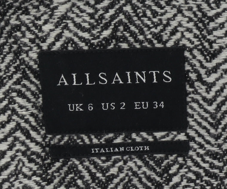 AllSaints Women's Grey Knitted Cape, Size 6, Elegant Winter Wear