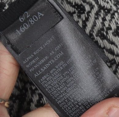 AllSaints Women's Grey Knitted Cape, Size 6, Elegant Winter Wear