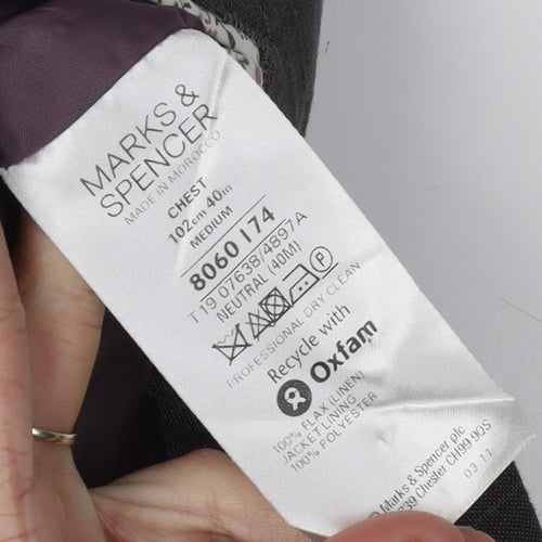 Marks and Spencer Men's Grey Striped Blazer 40R