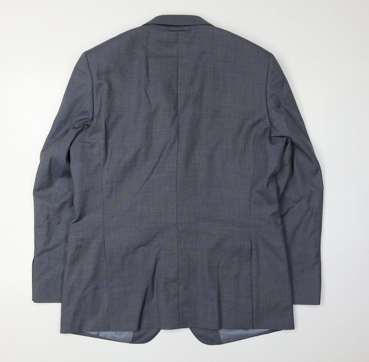 Moss 1851 Men's Blue Suit Jacket Regular Check 44R