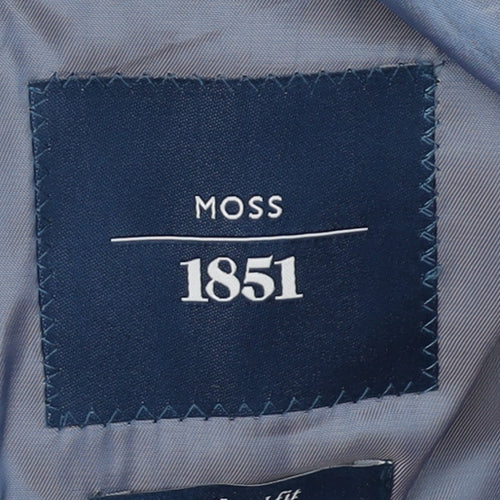 Moss 1851 Men's Blue Suit Jacket Regular Check 44R