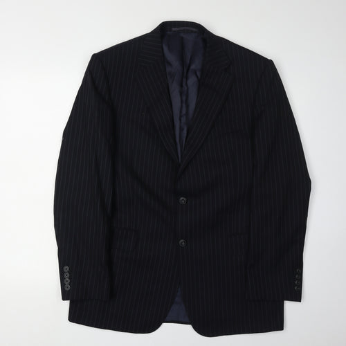 Marks and Spencer Men's Blue Striped Blazer 40R