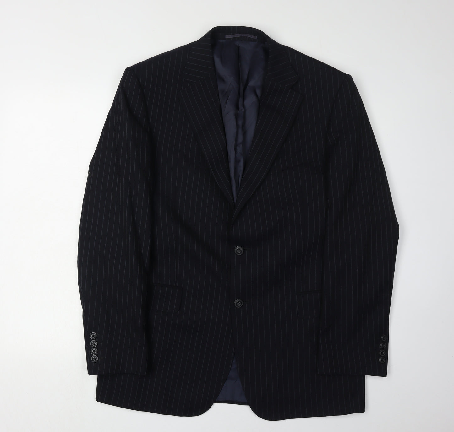 Marks and Spencer Men's Blue Striped Blazer 40R
