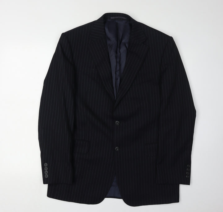 Marks and Spencer Men's Blue Striped Blazer 40R