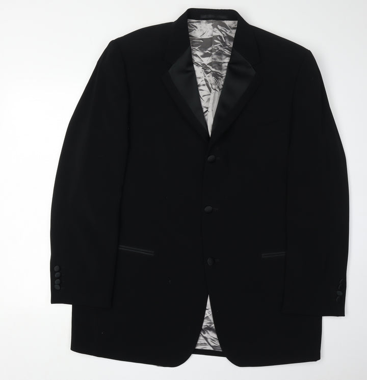 Hugo James Men's Black Tuxedo Blazer 44L - Formal Polyester