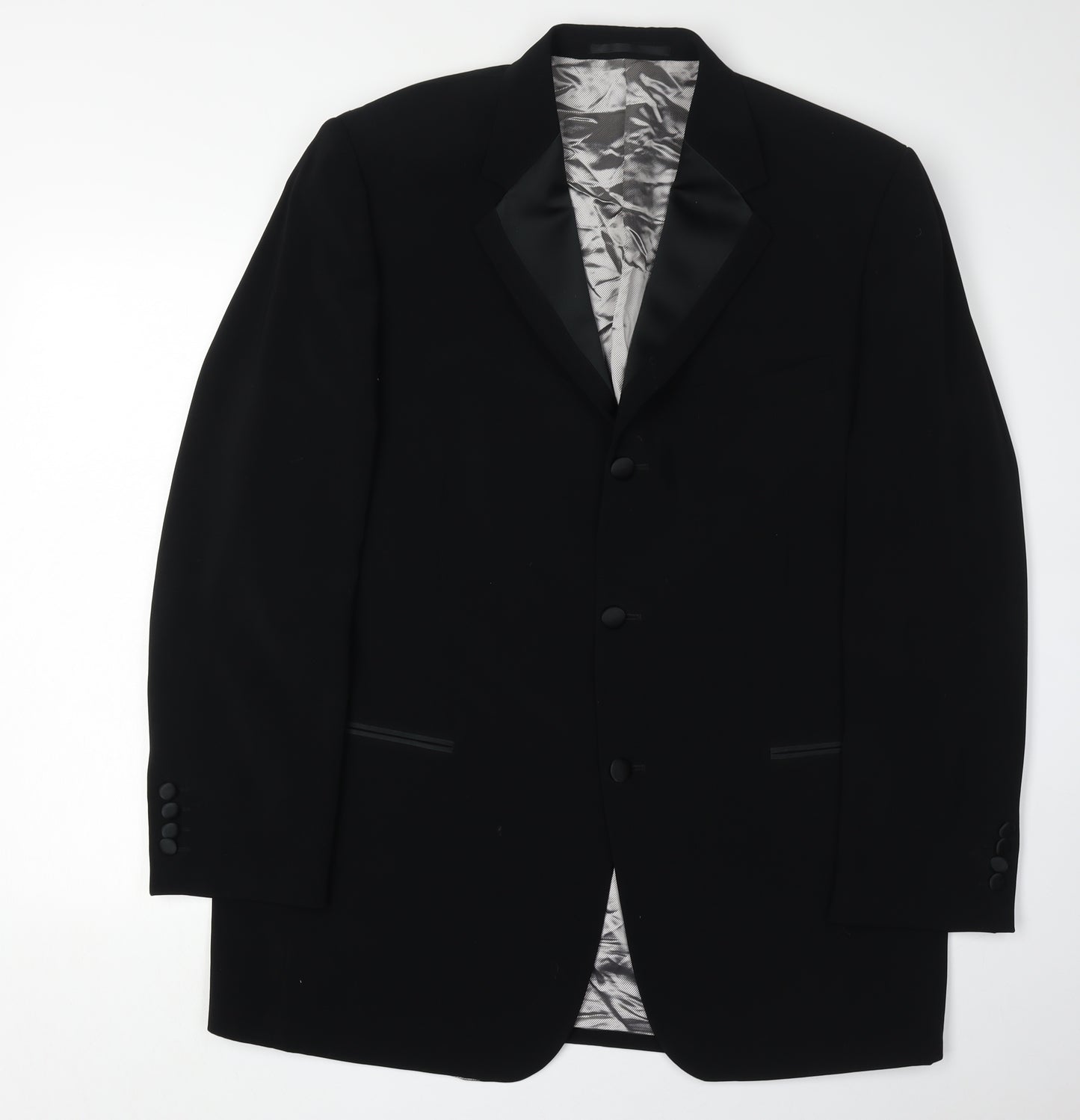 Hugo James Men's Black Tuxedo Blazer 44L - Formal Polyester