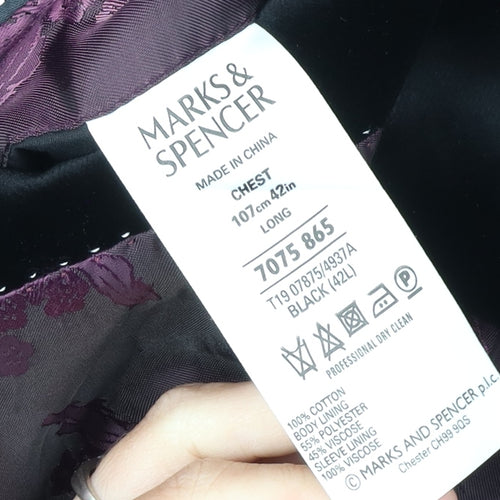 Marks and Spencer Men's Black Velvet Blazer 42L