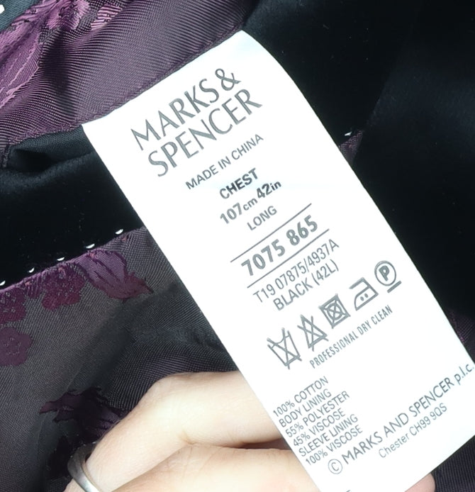 Marks and Spencer Men's Black Velvet Blazer 42L