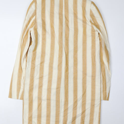 Next Women Beige Striped Long Blazer Size 6