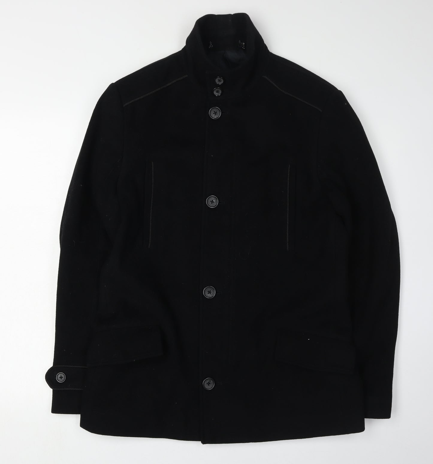 Charlton Gray Men's Black Wool Blend Coat Size S