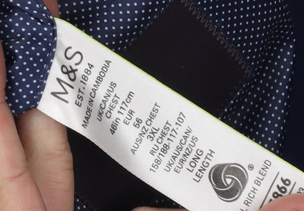 Marks and Spencer Men's Blue Blazer, 46 Long Length