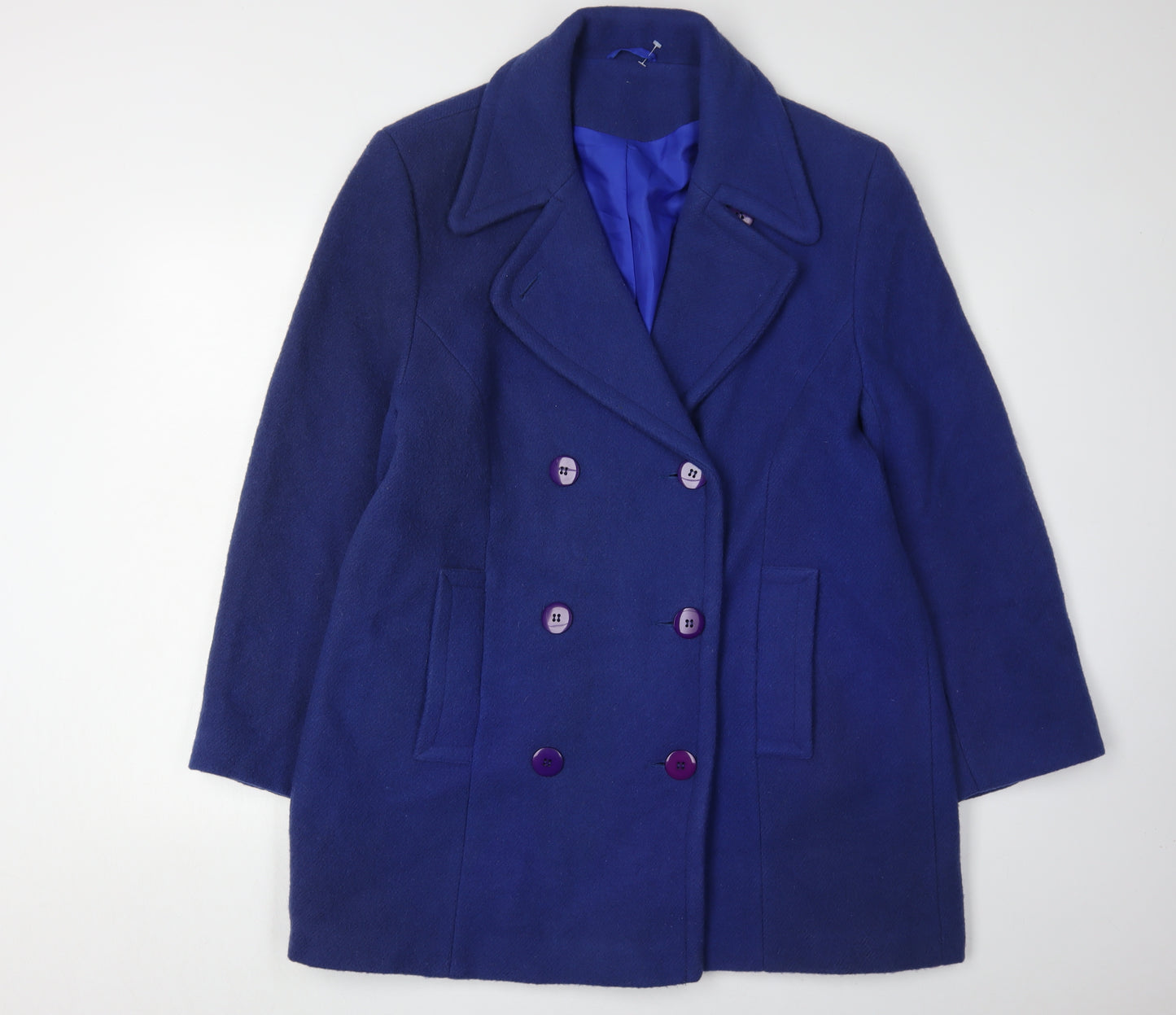 Miss Smith Women's Blue Pea Coat Size 16 - Elegant & Warm