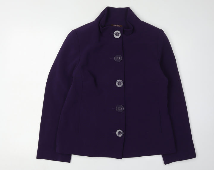 Savoir Women's Purple Mid-Length Button Jacket - Size 12