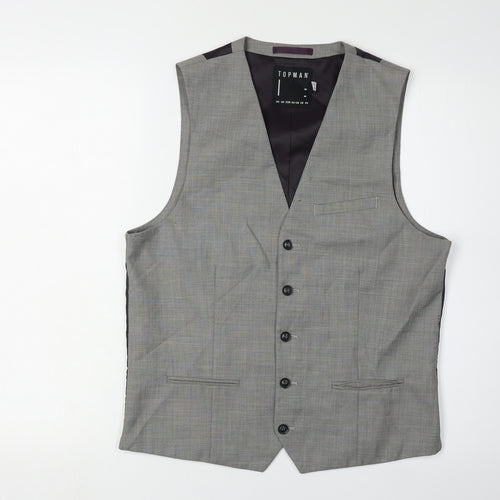 Topman Men's Grey Check Suit Waistcoat Size 40