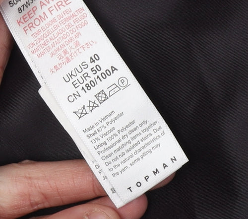 Topman Men's Grey Check Suit Waistcoat Size 40