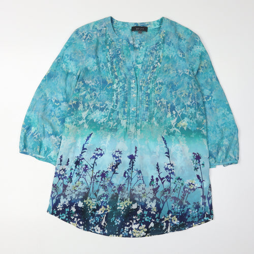 Marks and Spencer Women's Blue Floral Tunic Blouse Size 14