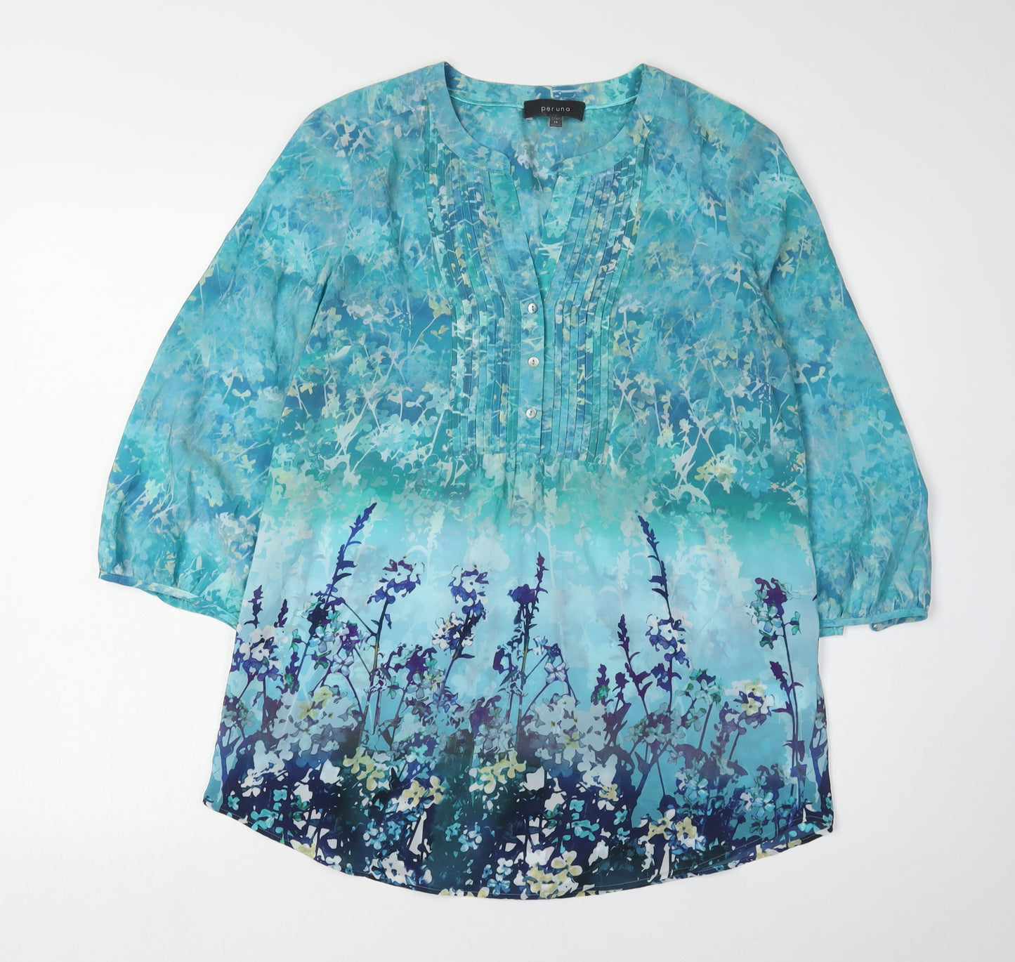Marks and Spencer Women's Blue Floral Tunic Blouse Size 14