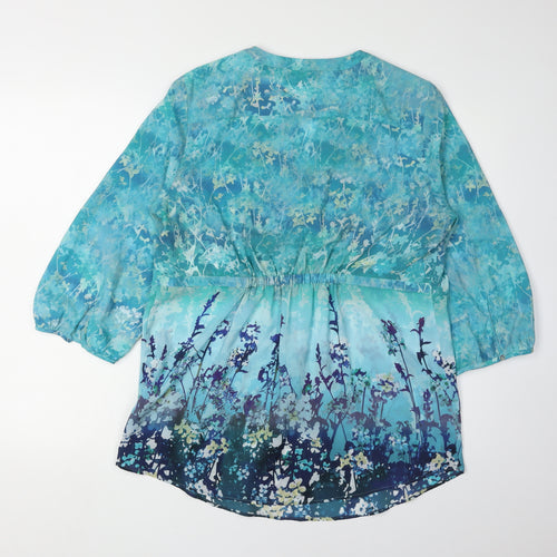 Marks and Spencer Women's Blue Floral Tunic Blouse Size 14