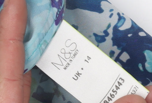 Marks and Spencer Women's Blue Floral Tunic Blouse Size 14