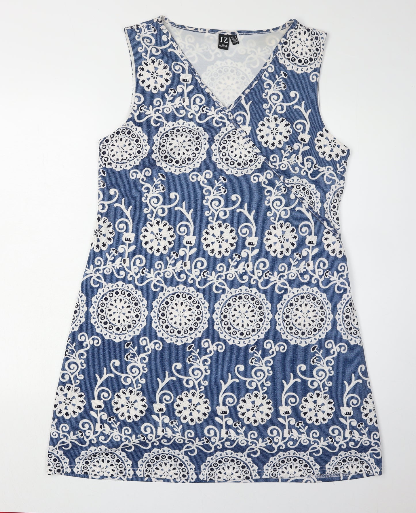 Izabel London Women's Blue Geometric Shift Dress Size 14