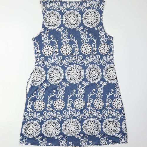 Izabel London Women's Blue Geometric Shift Dress Size 14
