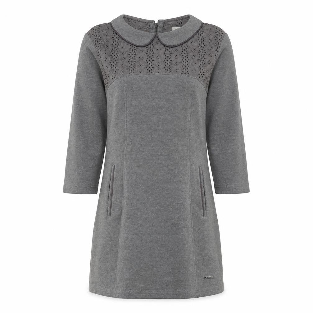 Front view of Superdry Women's Grey Medium Collared Dress