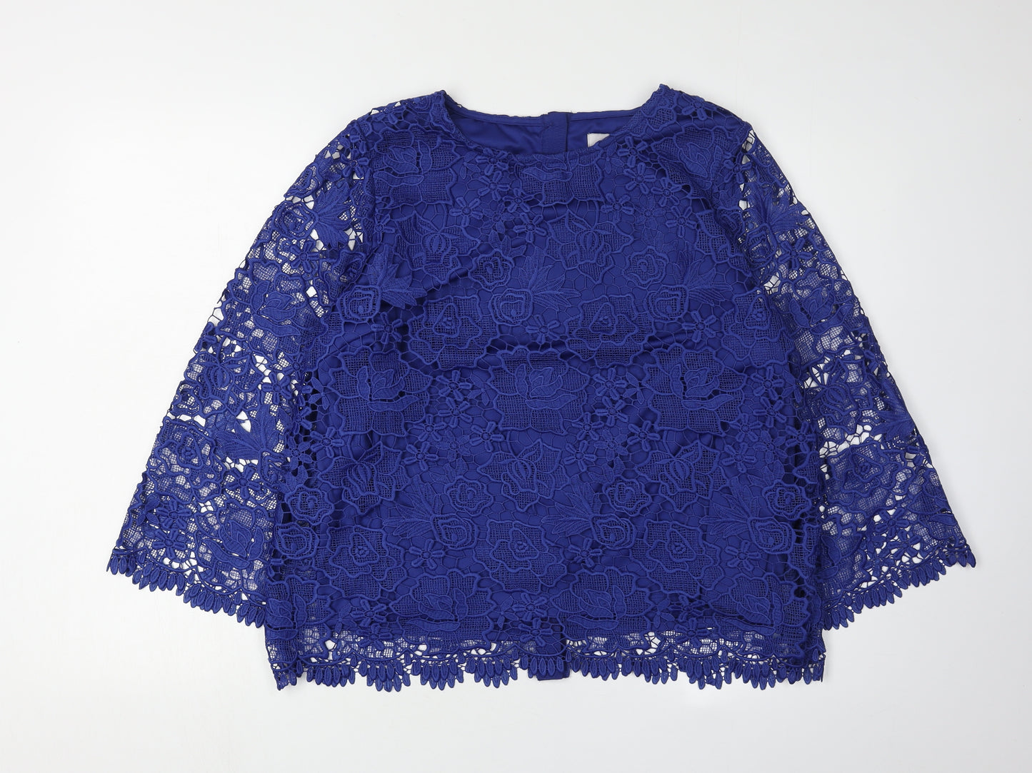 Marks and Spencer Women's Blue Lace Floral Blouse