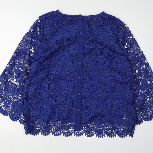 Marks and Spencer Women's Blue Lace Floral Blouse