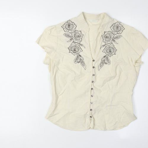 Marks and Spencer Women's Embroidered Button-Up Shirt Size 10