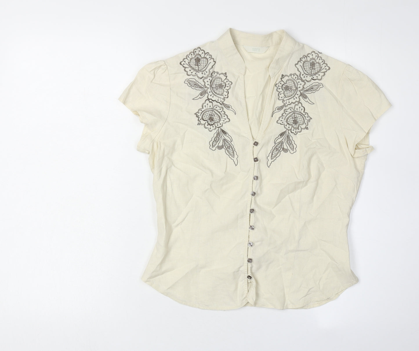 Marks and Spencer Women's Embroidered Button-Up Shirt Size 10