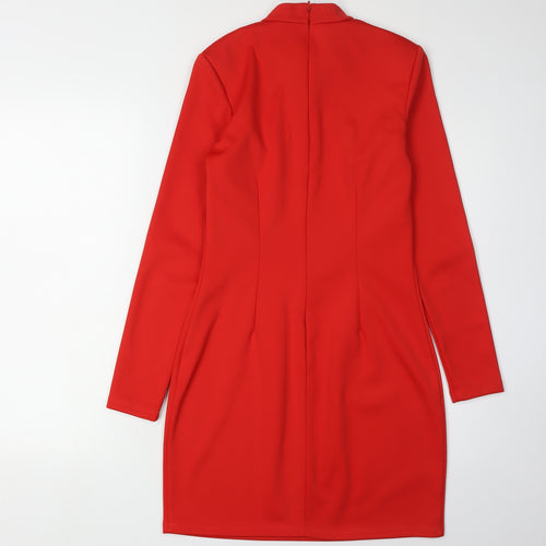 H&M Women's Red High Neck Sheath Party Dress Size 12