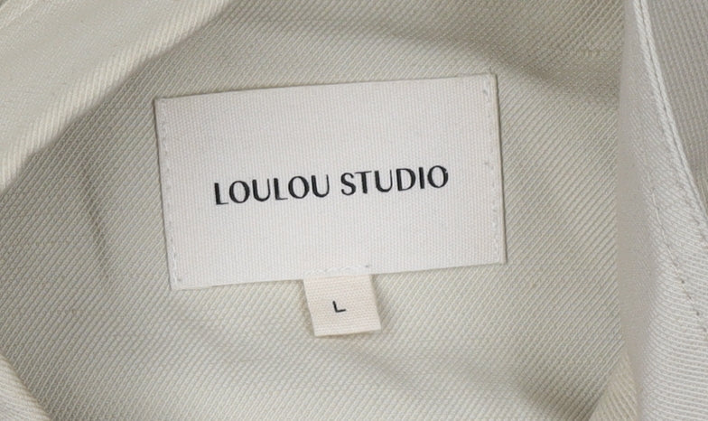 LOULOU STUDIO Men’s Beige Button-Up Shirt Large