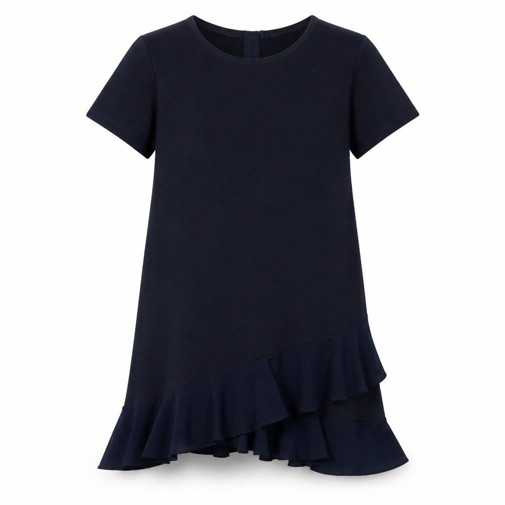 Front view of Ted Baker girls’ black ruffle dress, size 9-10, years