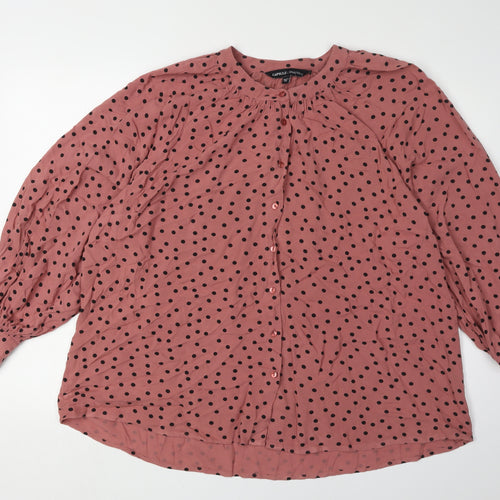 Capsule Pink Polka Dot Blouse for Women, Size 14