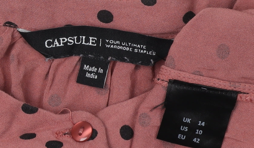 Capsule Pink Polka Dot Blouse for Women, Size 14
