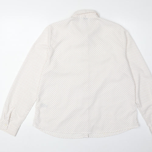 Marks and Spencer Women's White Polka Dot Button-Up Shirt