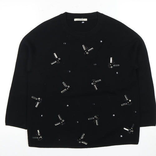 Aubin & Wills Women's Black Beaded Jumper, Size 10