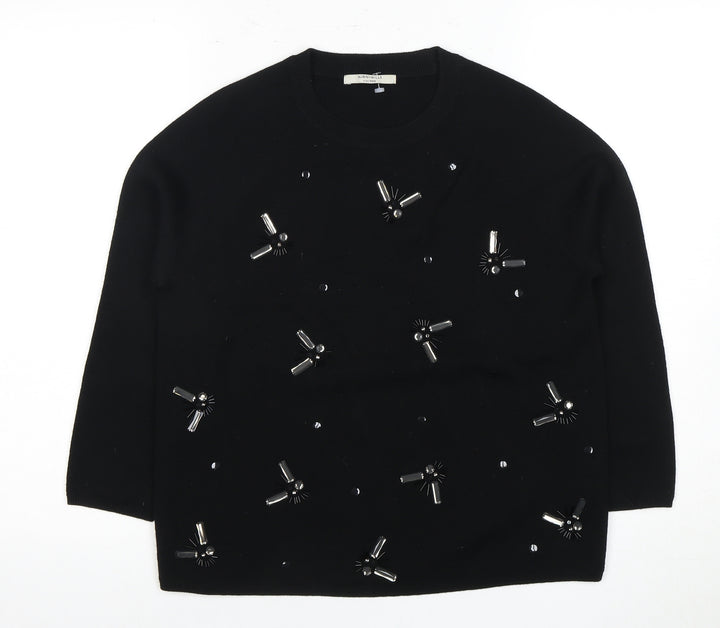 Aubin & Wills Women's Black Beaded Jumper, Size 10