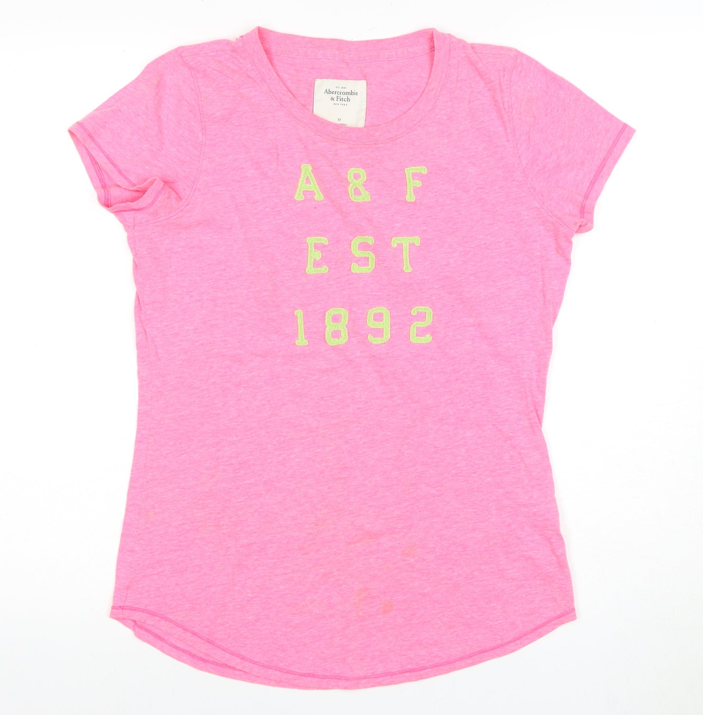 Abercrombie & Fitch Women's Pink T-Shirt, Size M, Embroidered