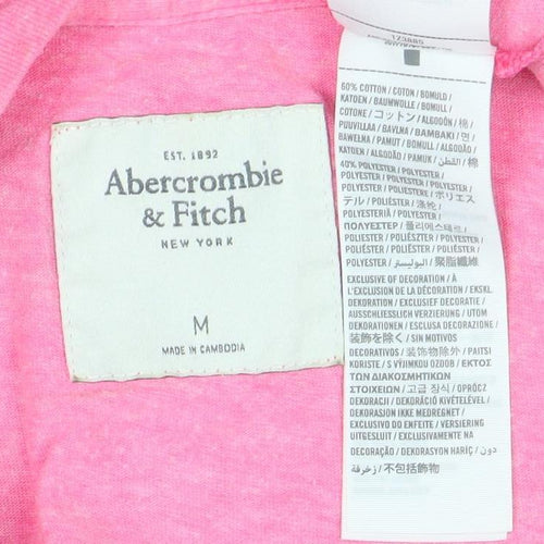 Abercrombie & Fitch Women's Pink T-Shirt, Size M, Embroidered
