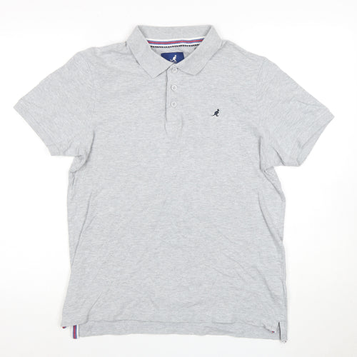Kangol Men's Grey Polo Shirt M Size with Logo Accent