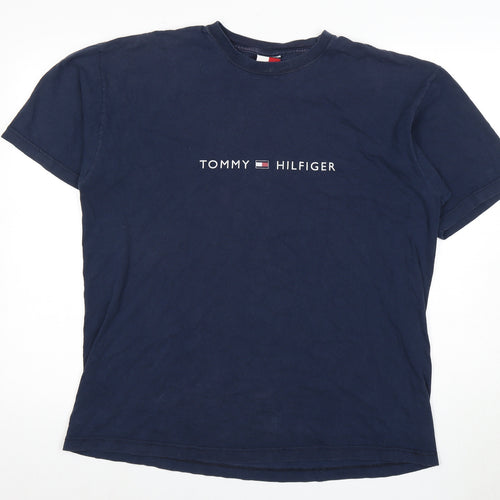 Tommy Hilfiger Men's Blue Logo T-Shirt Large