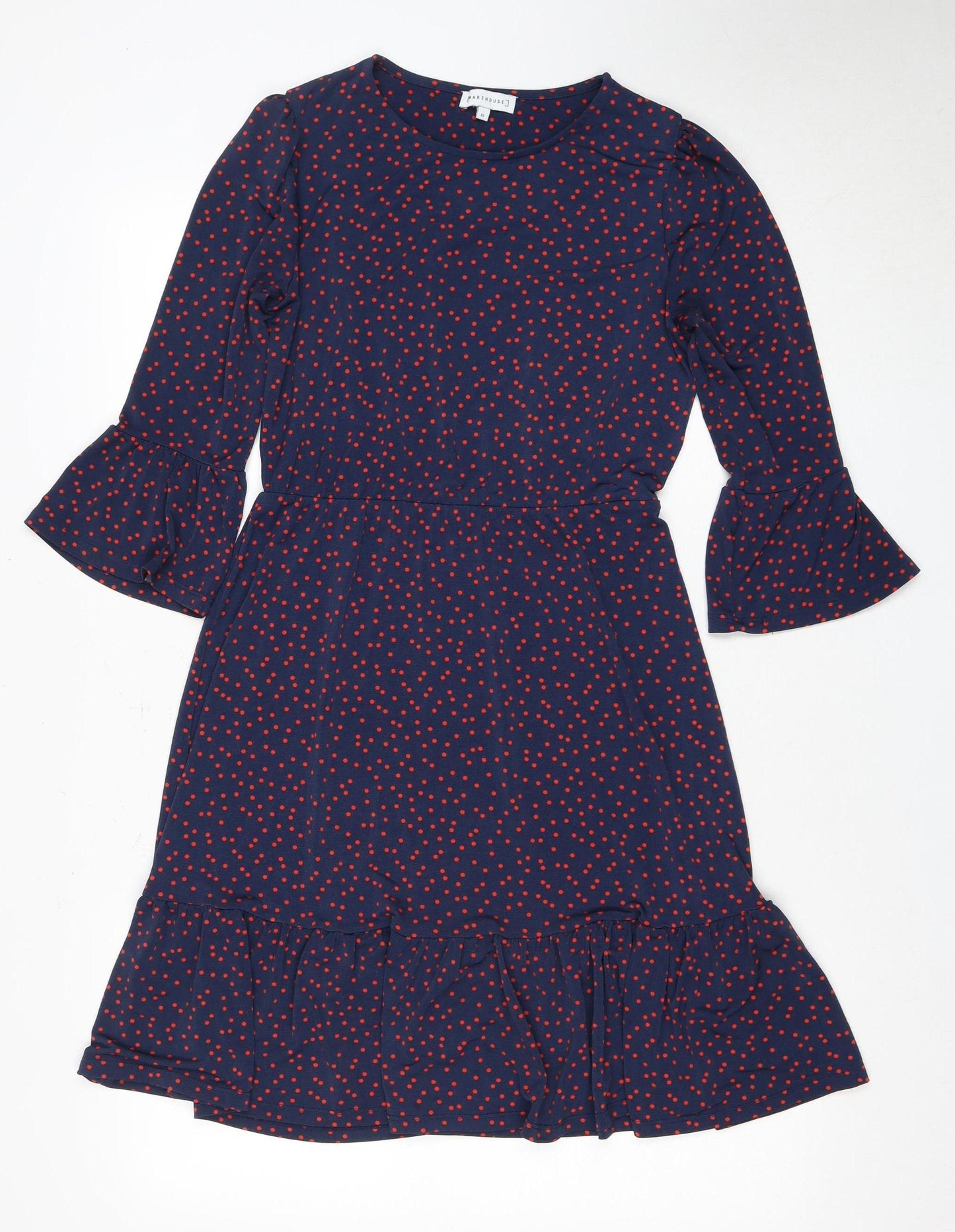 Warehouse Women's Blue Polka Dot Dress Size 10